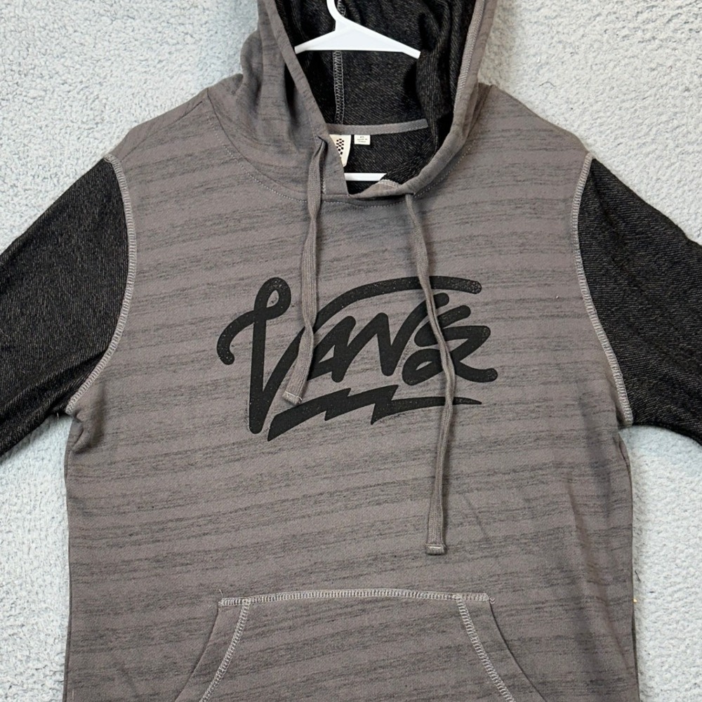 Vans Hoodie Sweatshirt Mens XL Pullover Gray Charcoal Logo Graphic Drawstring